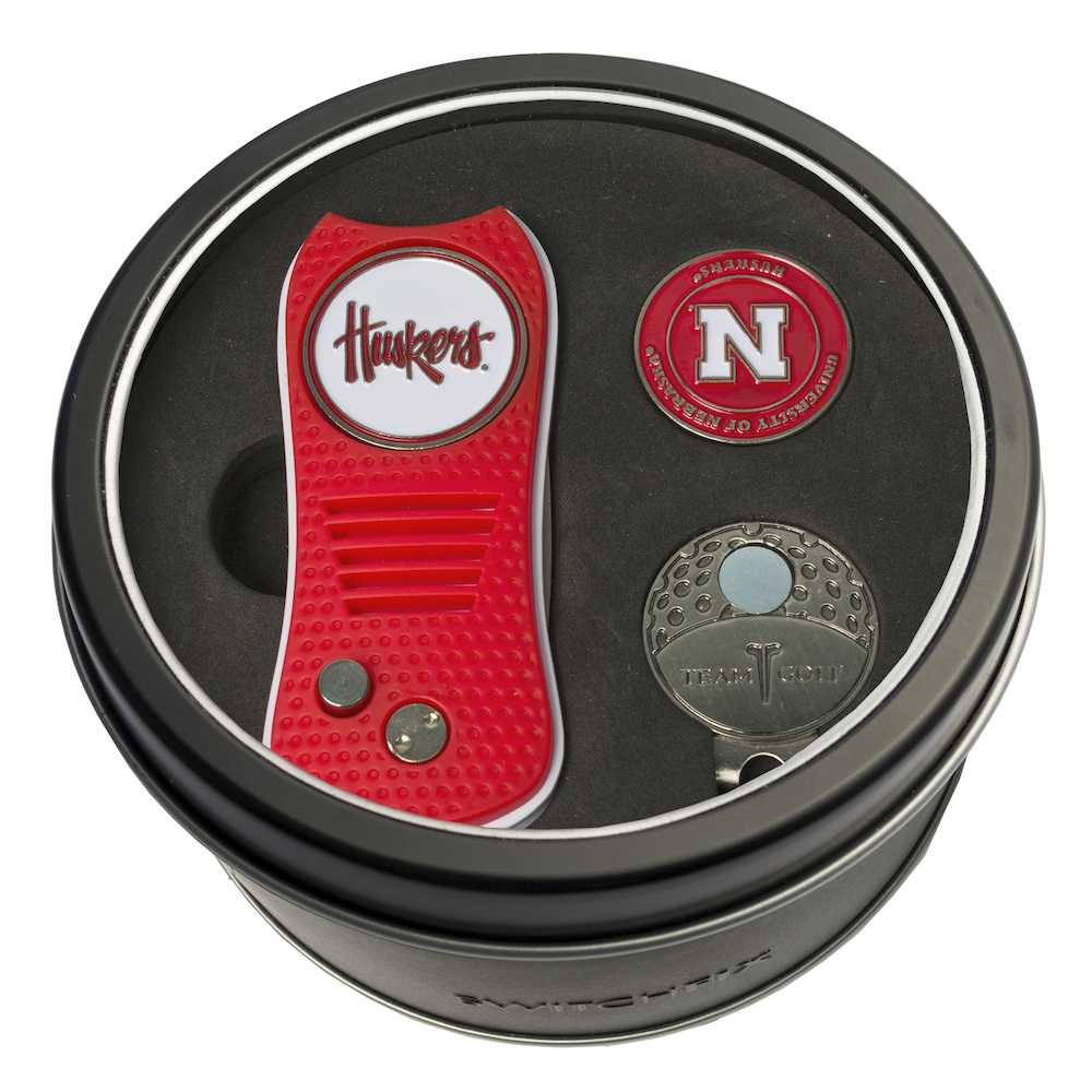 Nebraska Cornhuskers Switchblade Divot Tool Cap Clip and Ball Marker Gift Pack