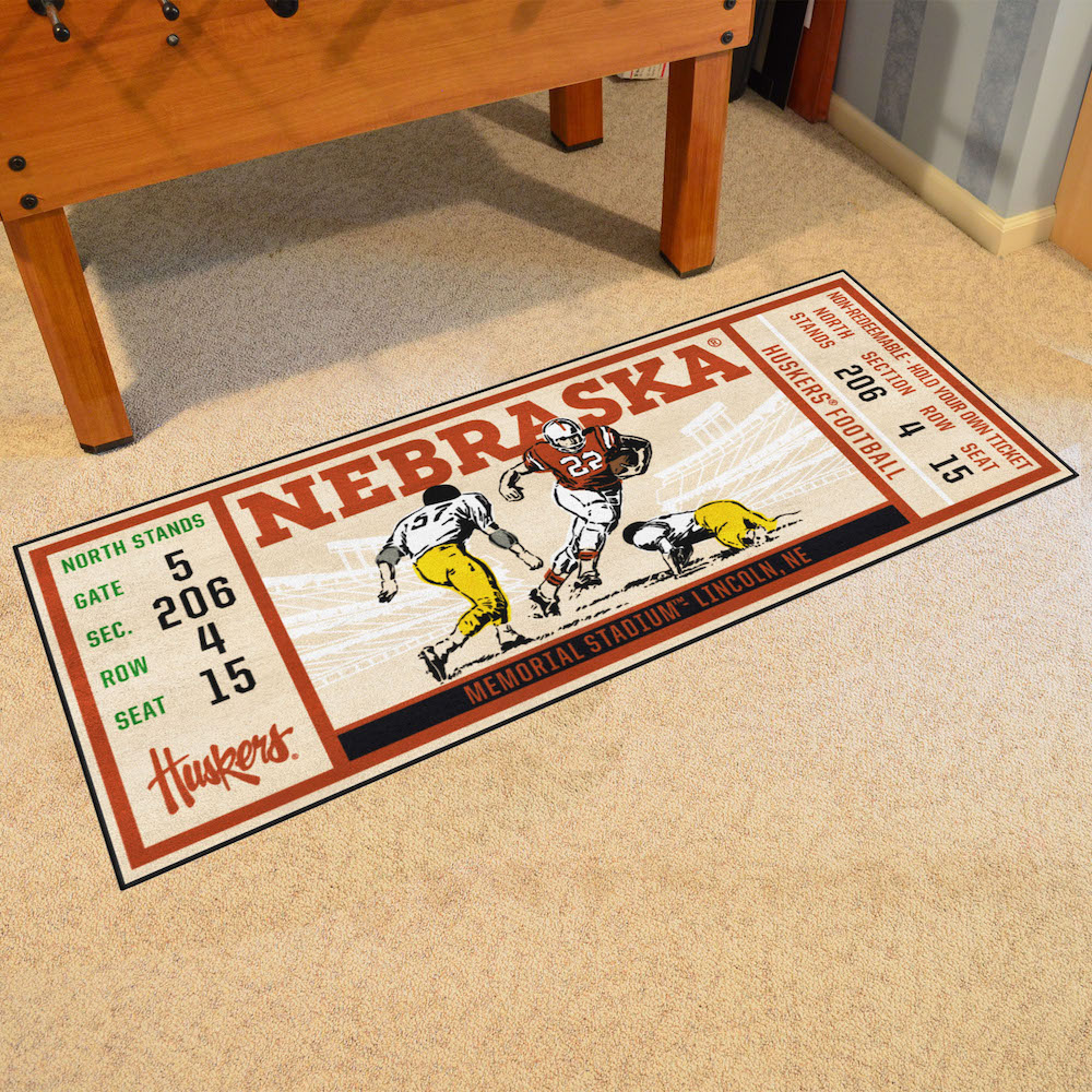 Nebraska Cornhuskers 30 x 72 Game Ticket Carpet Runner