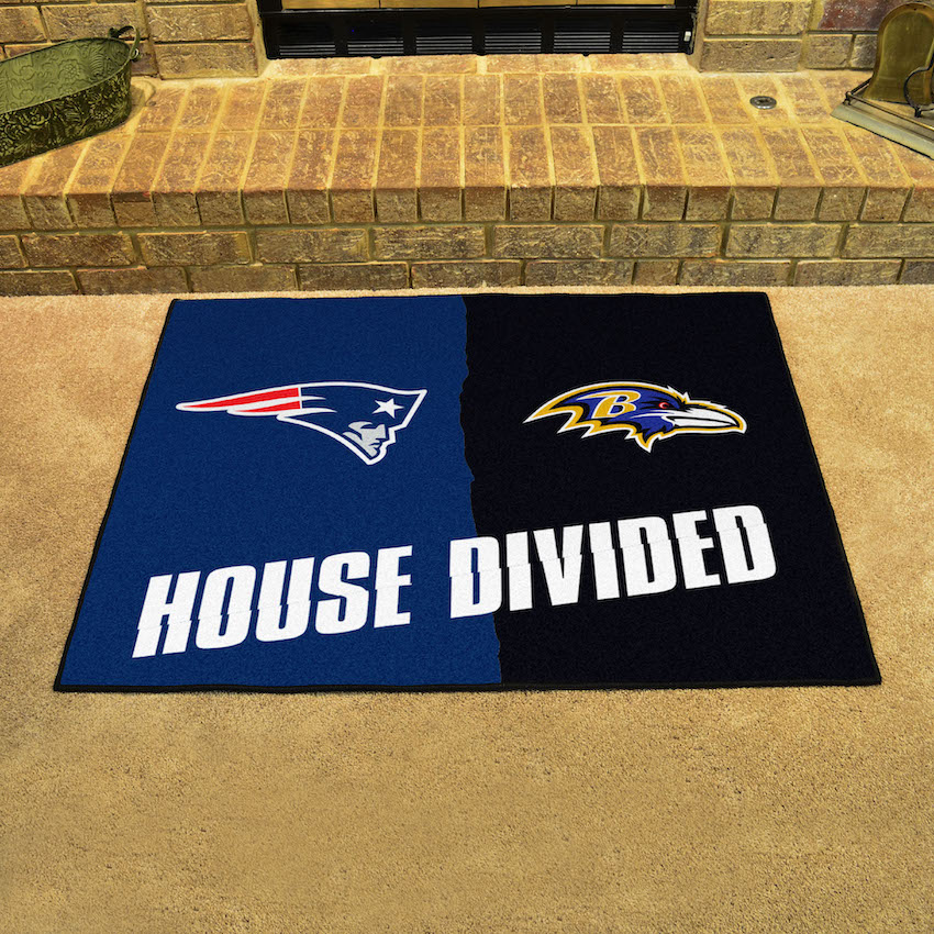 NFL House Divided Rivalry Rug New England Patriots - Baltimore Ravens