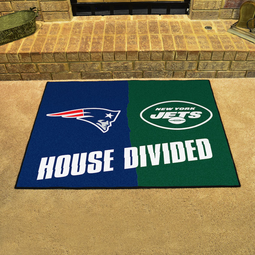 NFL House Divided Rivalry Rug New England Patriots - New York Jets