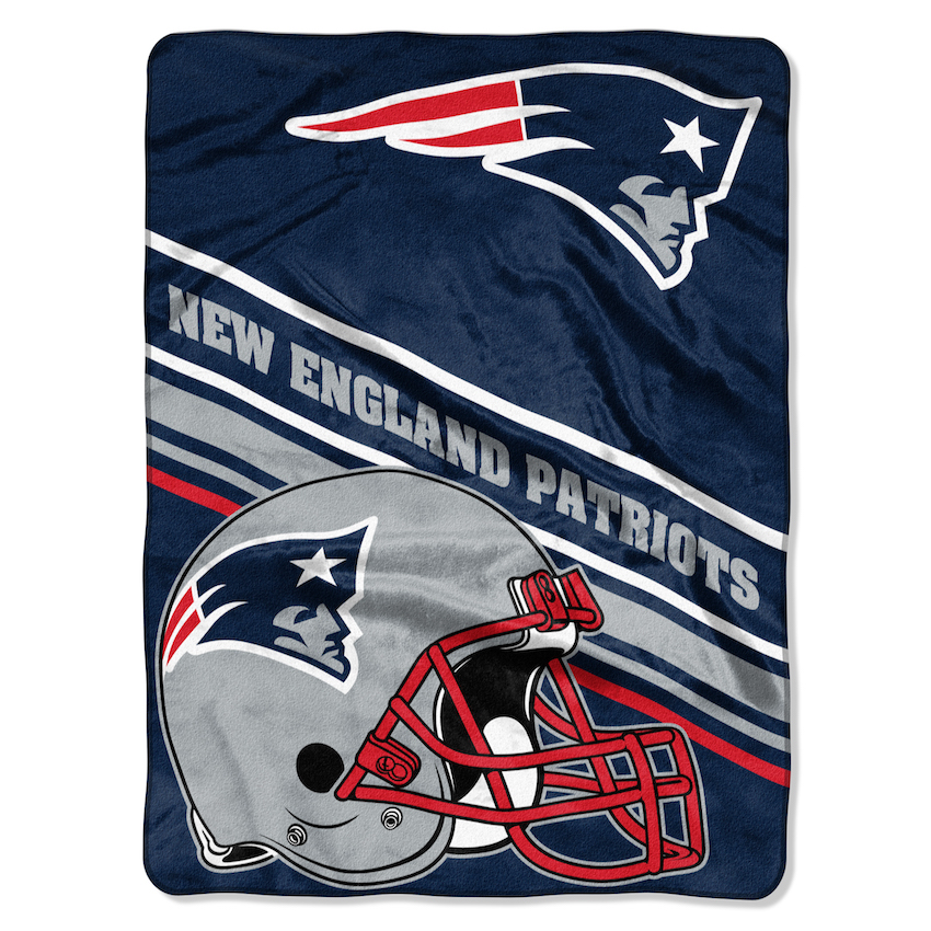 New England Patriots Large Plush Fleece Raschel Blanket 60 x 80