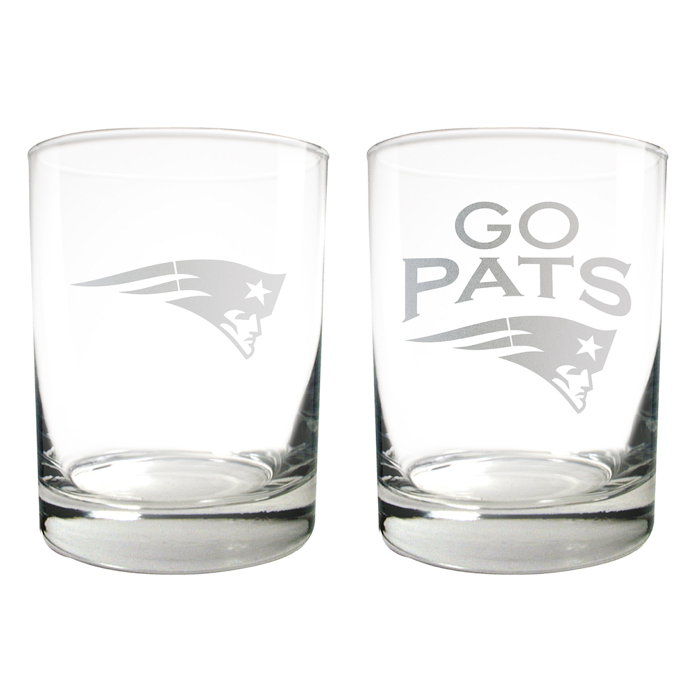 New England Patriots 2pc Rocks Glass Set