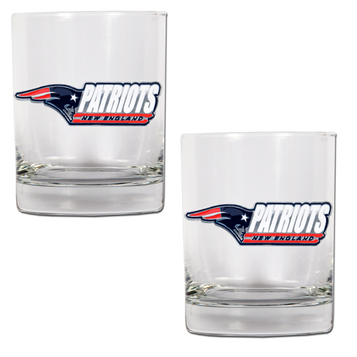 New England Patriots NFL Logo 2pc Rocks Glass Set