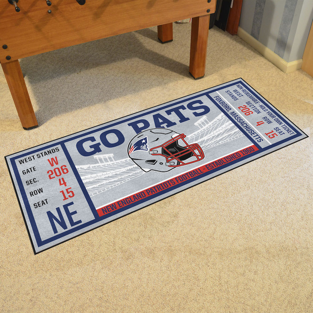 New England Patriots 30 x 72 Game Ticket Carpet Runner