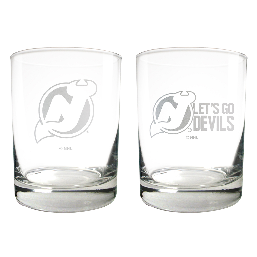 New Jersey Devils 2pc Rocks Glass Set