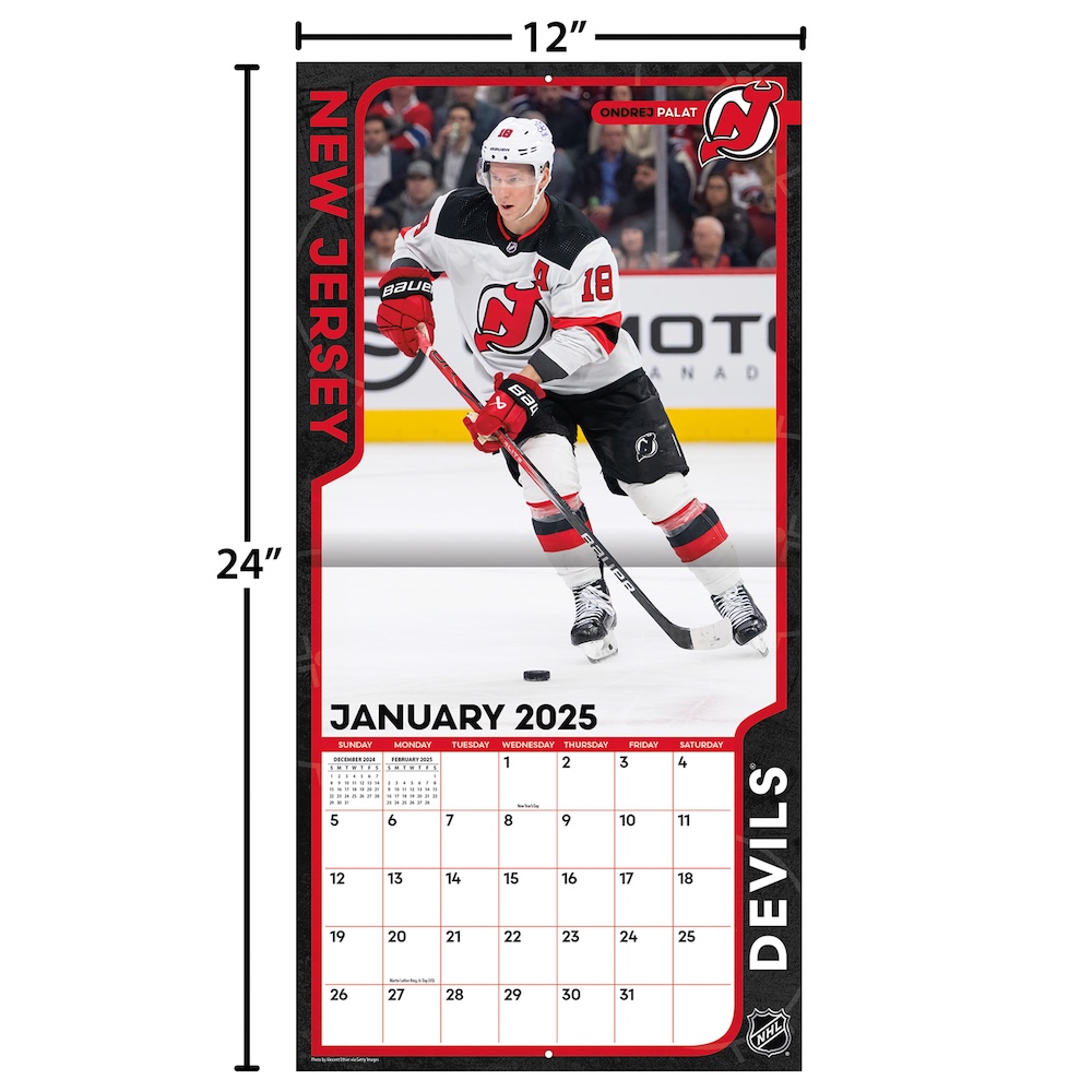 New Jersey Devils 2025 NHL Team Wall Calendar