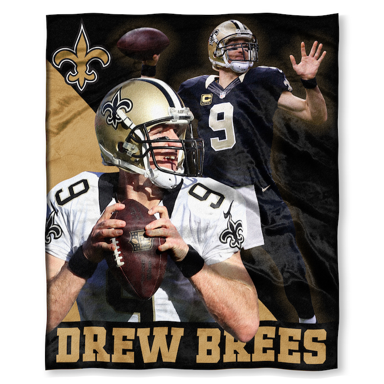 New Orleans Saints Drew Brees Silk Touch Throw Blanket 50 x 60