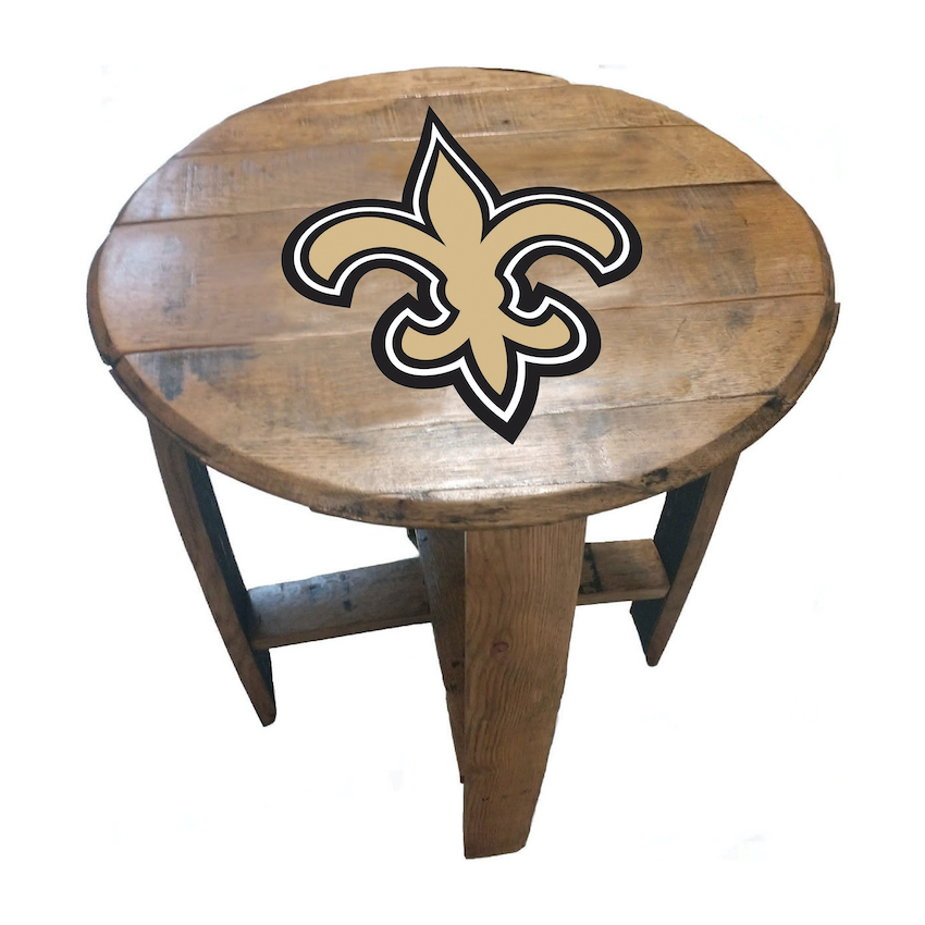 New Orleans Saints Oak Barrel Table