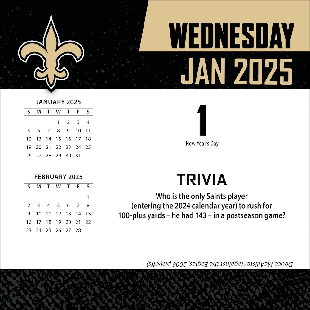 New Orleans Saints 2025 NFL Page-A-Day Box Calendar