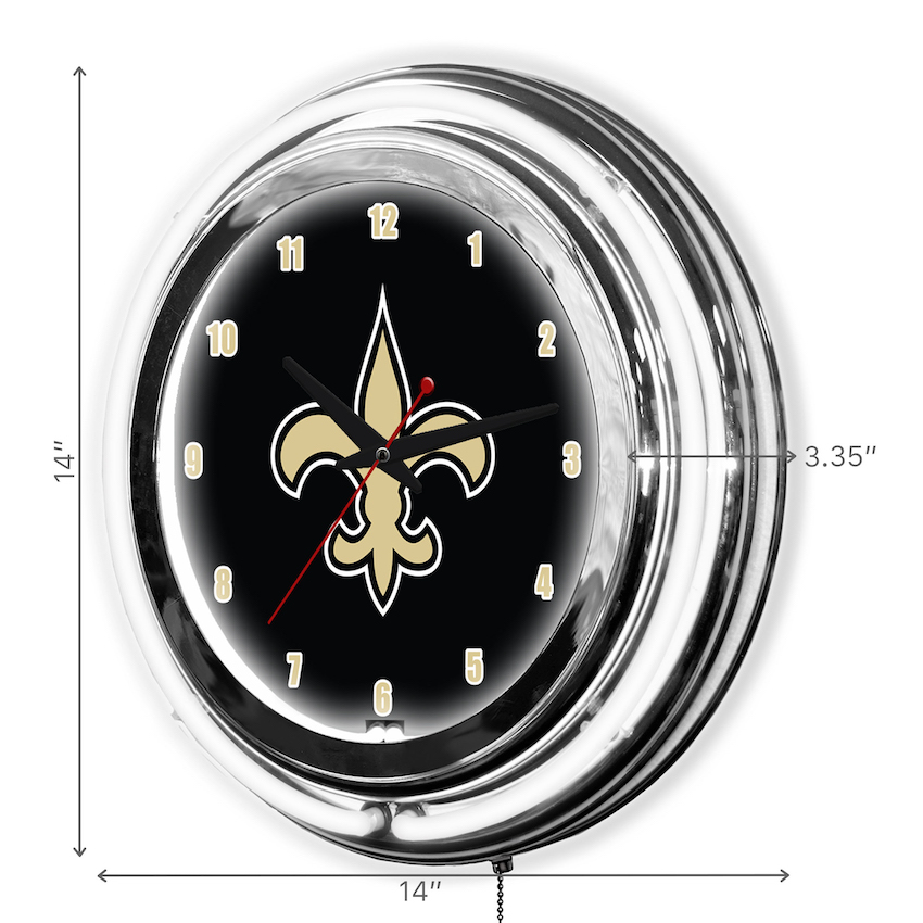 New Orleans Saints Chrome NEON Clock 14 inch