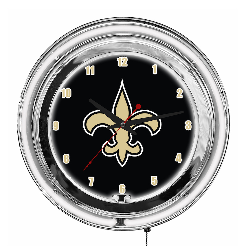 New Orleans Saints Chrome NEON Clock 14 inch