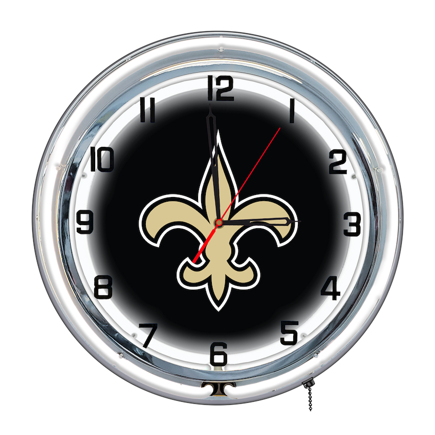 New Orleans Saints Chrome NEON Clock 18 inch