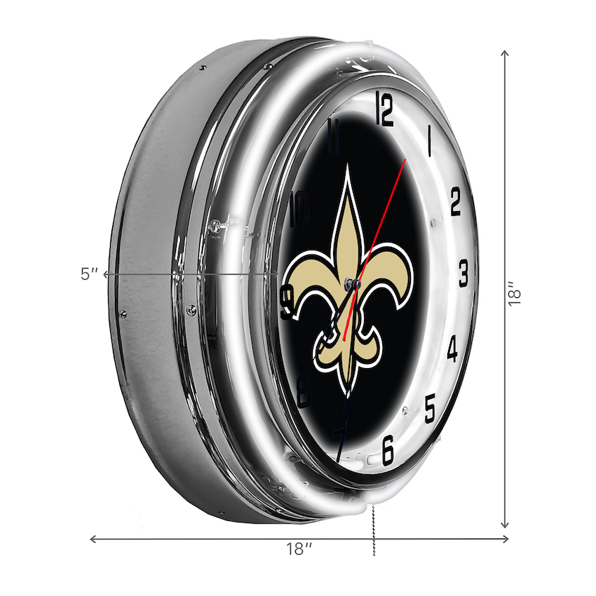 New Orleans Saints Chrome NEON Clock 18 inch