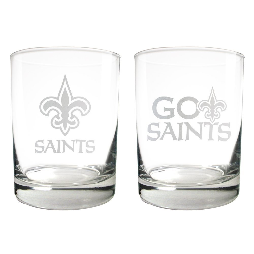 New Orleans Saints 2pc Rocks Glass Set