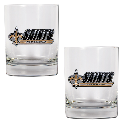 New Orleans Saints NFL Logo 2pc Rocks Glass Set