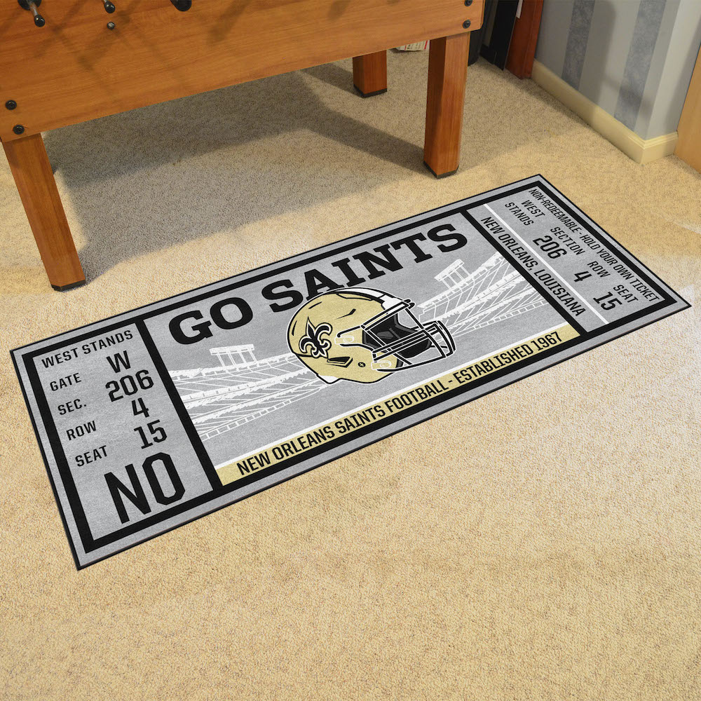 New Orleans Saints 30 x 72 Game Ticket Carpet Runner