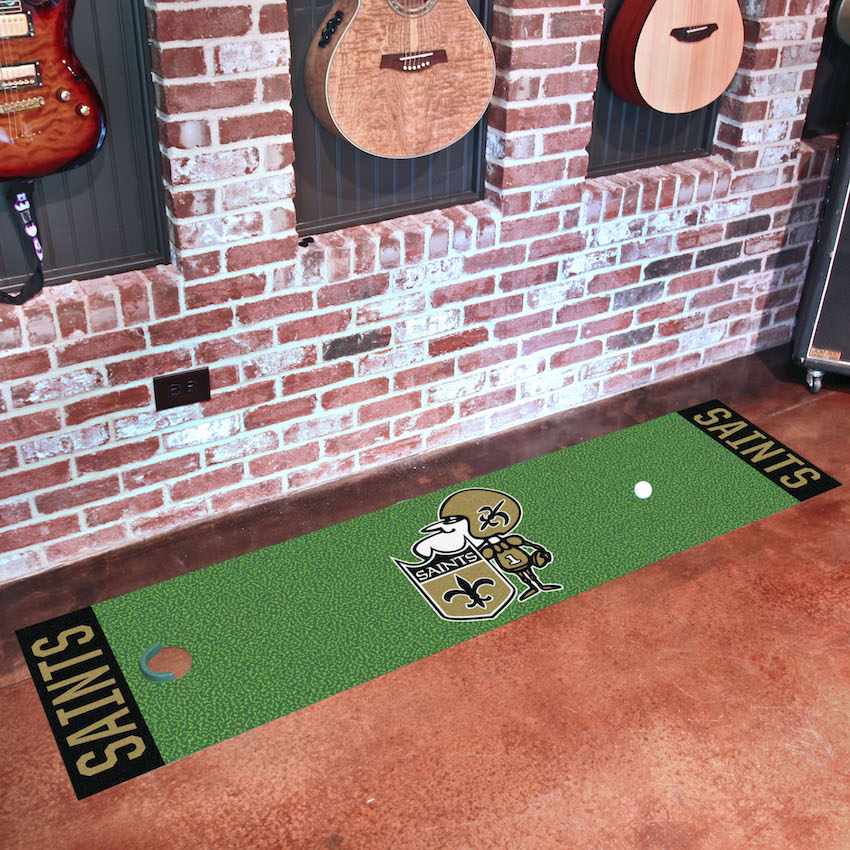 New Orleans Saints Vintage 18 x 72 in Putting Green Mat with Throwback Logo