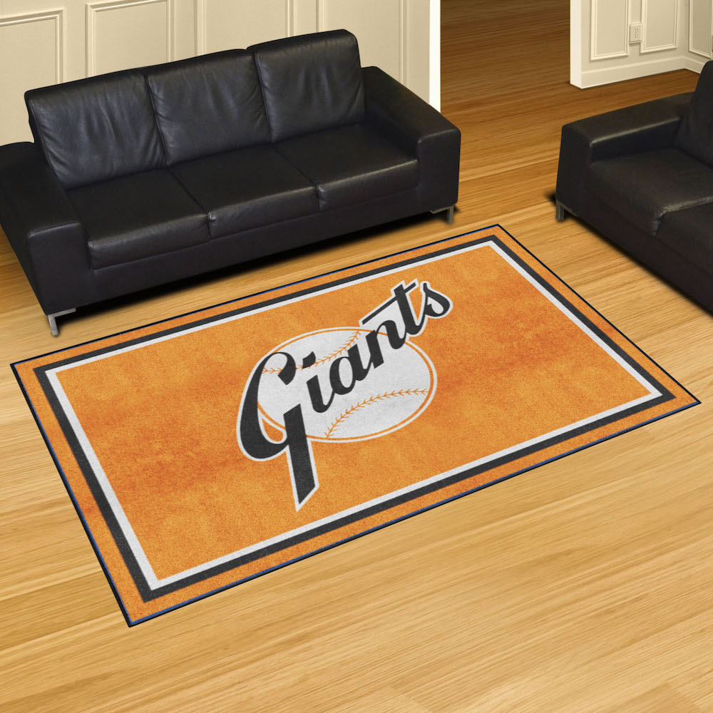 New York Baseball Giants MLBCC Vintage 5x8 Area Rug Throwback Logo