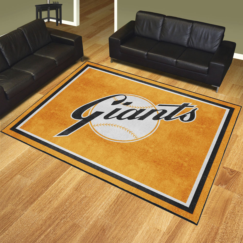 New York Baseball Giants MLBCC Vintage Ultra Plush 8x10 Area Rug Throwback Logo