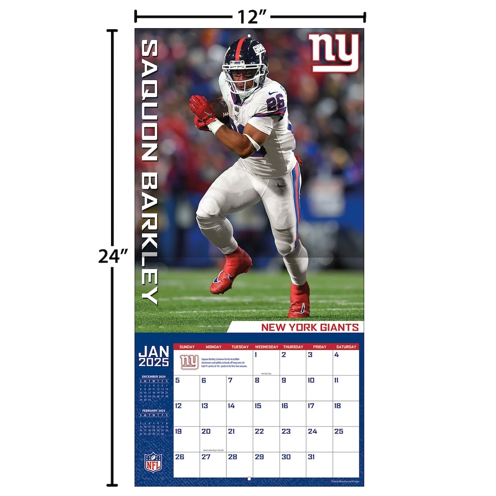 New York Giants Saquon Barkley 2025 NFL Wall Calendar