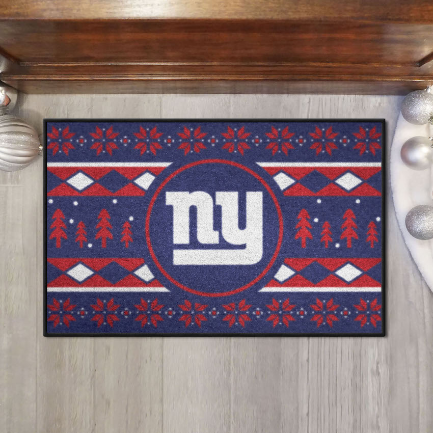 New York Giants Holiday Sweater Themed 20 x 30 STARTER Floor Mat