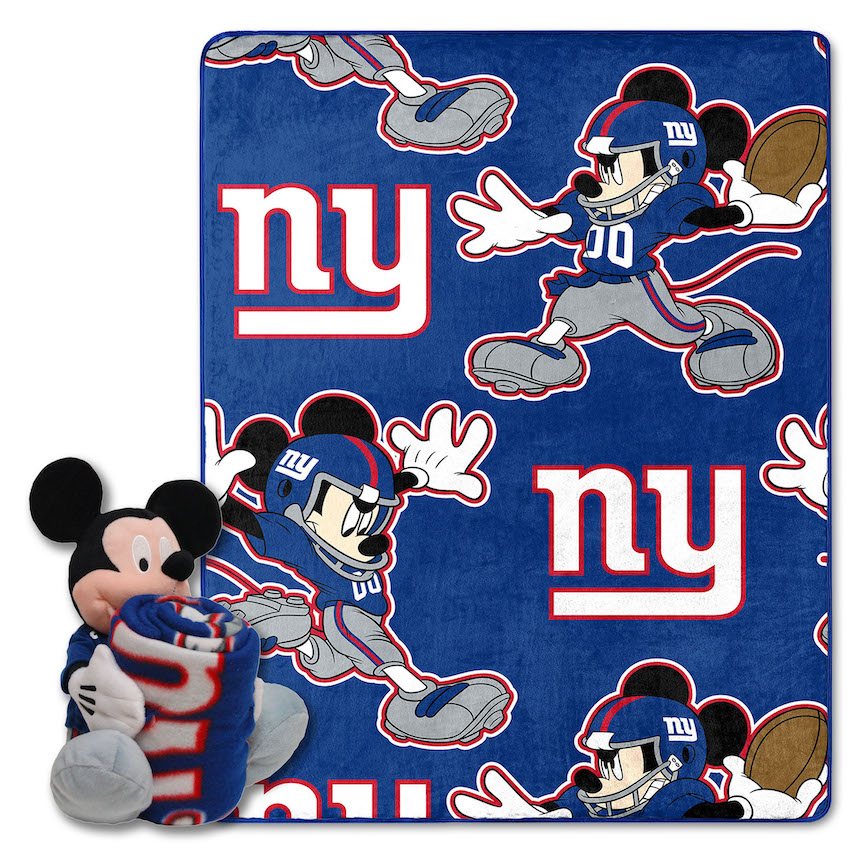 New York Giants Disney Mickey Mouse Hugger and Silk Blanket Set