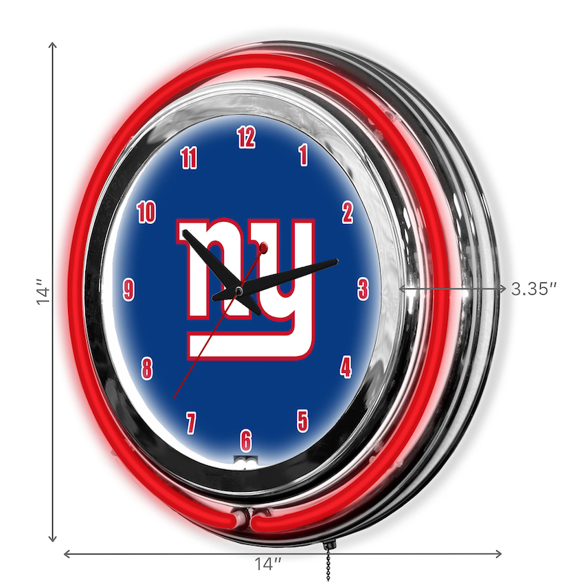 New York Giants Chrome NEON Clock 14 inch