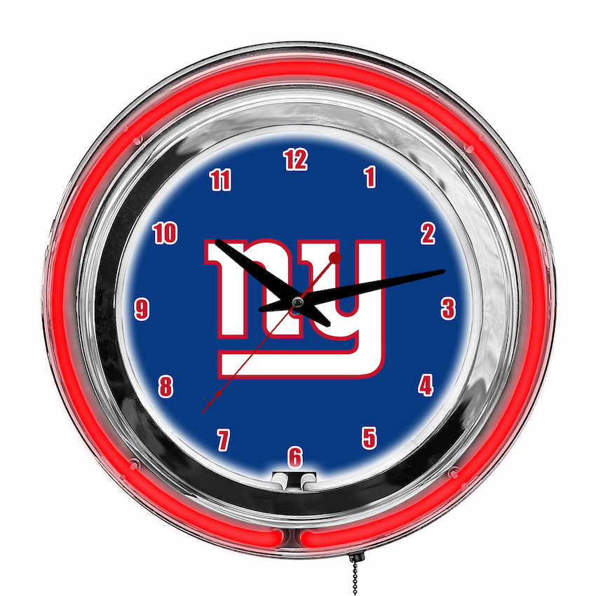 New York Giants Chrome NEON Clock 14 inch