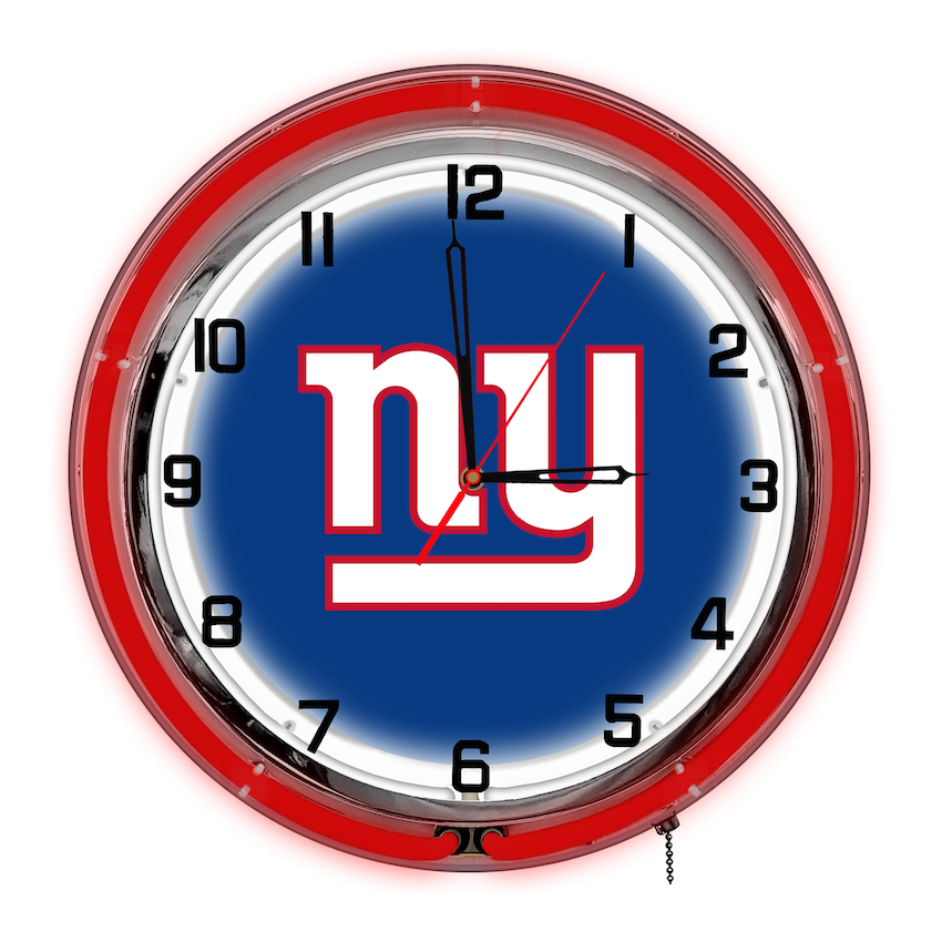 New York Giants Chrome NEON Clock 18 inch