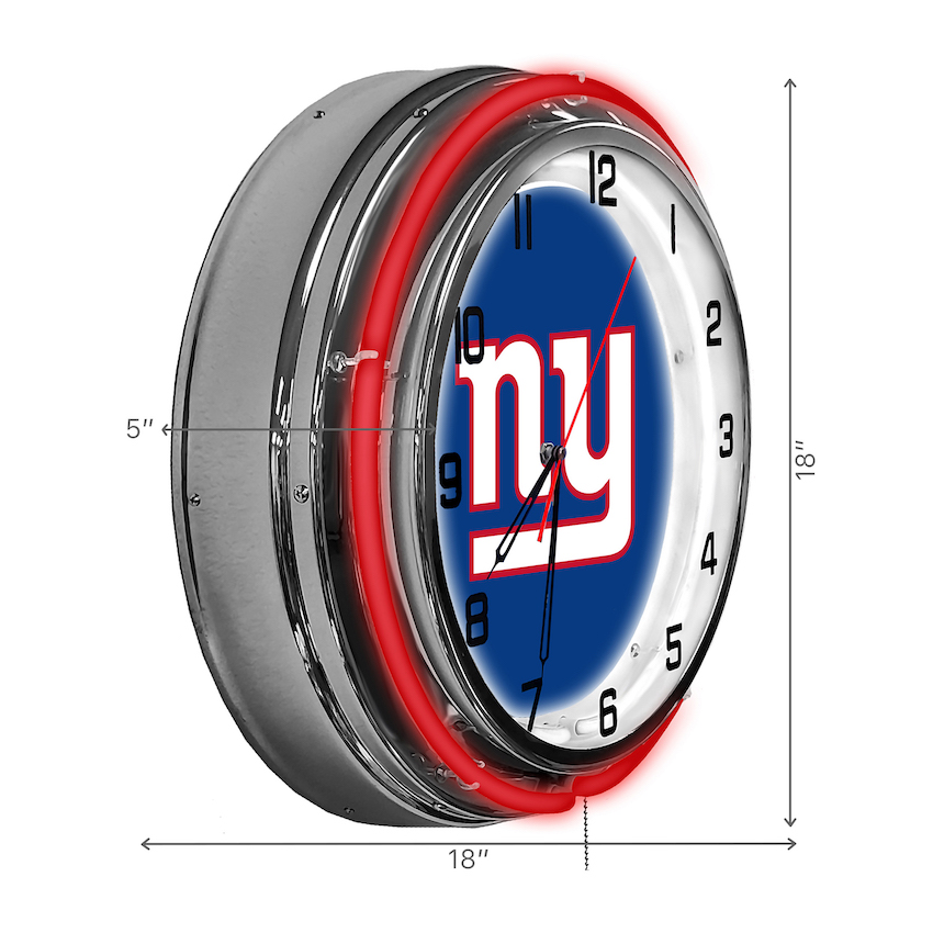 New York Giants Chrome NEON Clock 18 inch