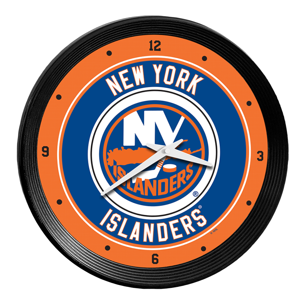 New York Islanders Ribbed Frame Wall Clock