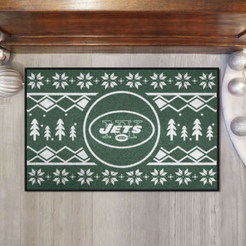 New York Jets Holiday Sweater Themed 20 x 30 STARTER Floor Mat