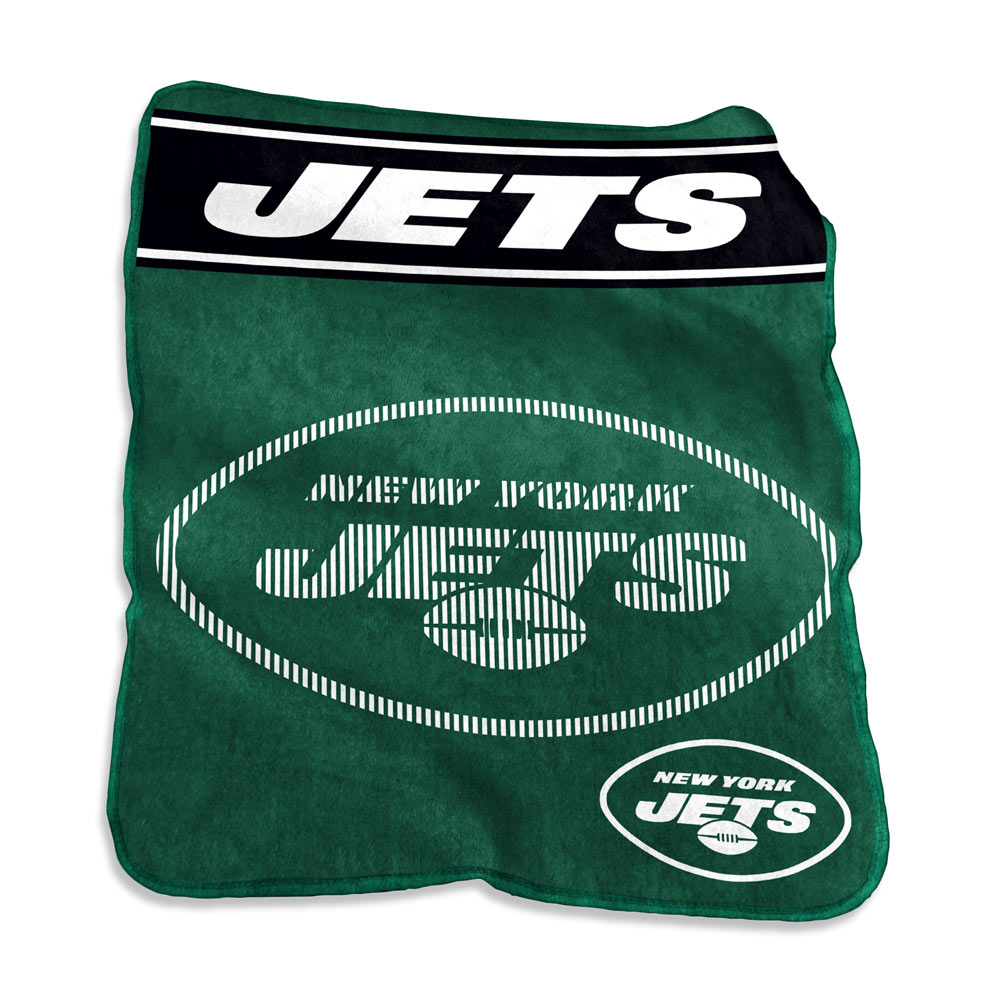 New York Jets LARGE Logo Raschel Blanket