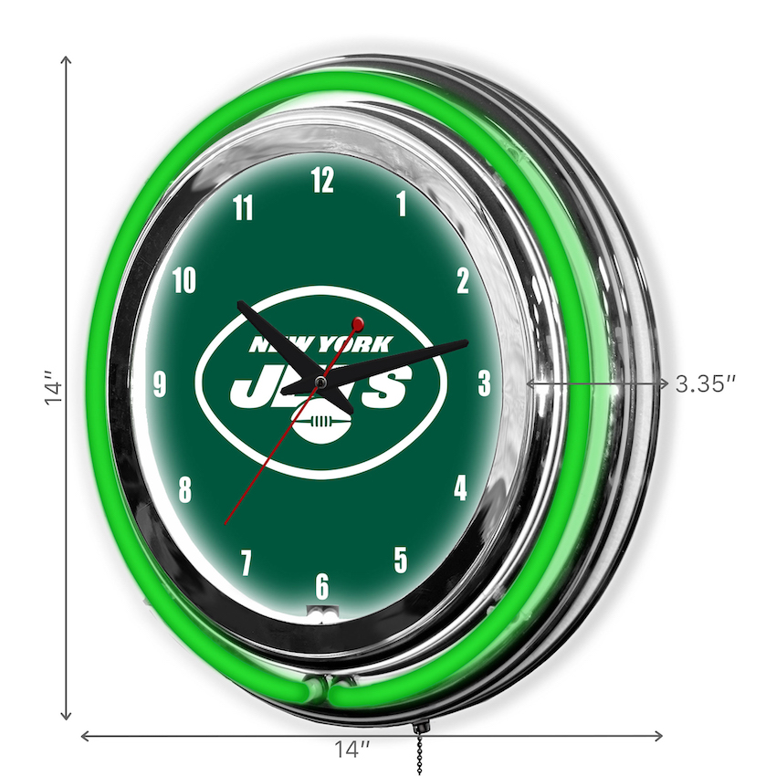 New York Jets Chrome NEON Clock 14 inch