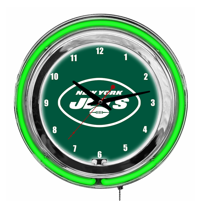 New York Jets Chrome NEON Clock 14 inch