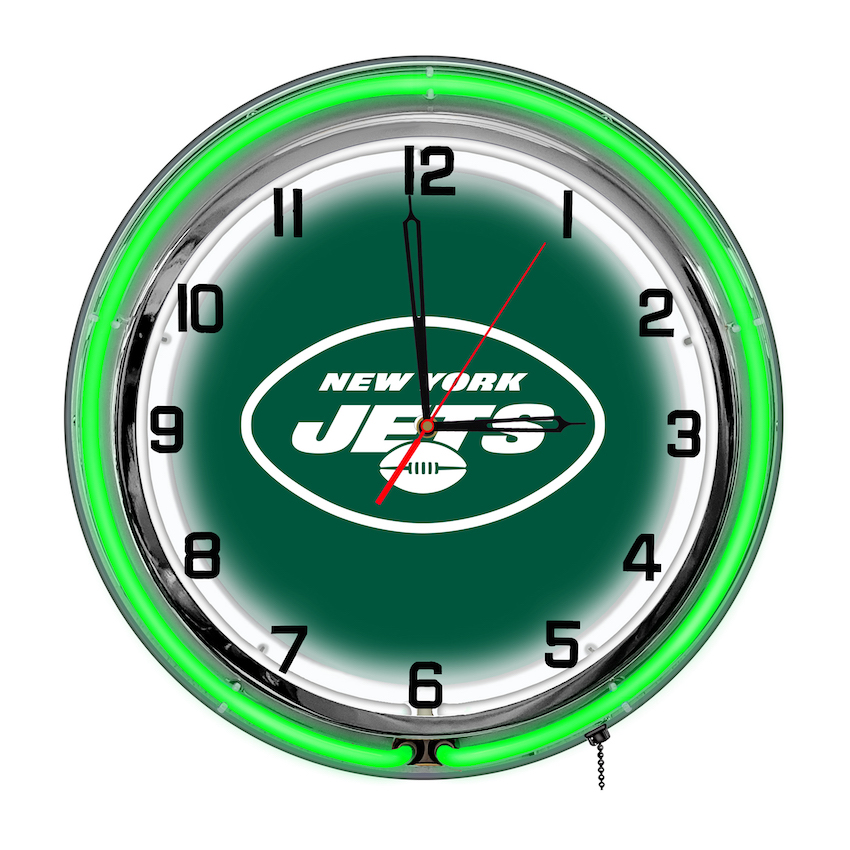 New York Jets Chrome NEON Clock 18 inch