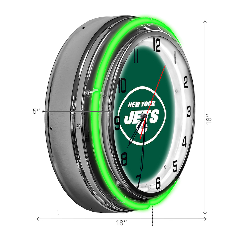 New York Jets Chrome NEON Clock 18 inch