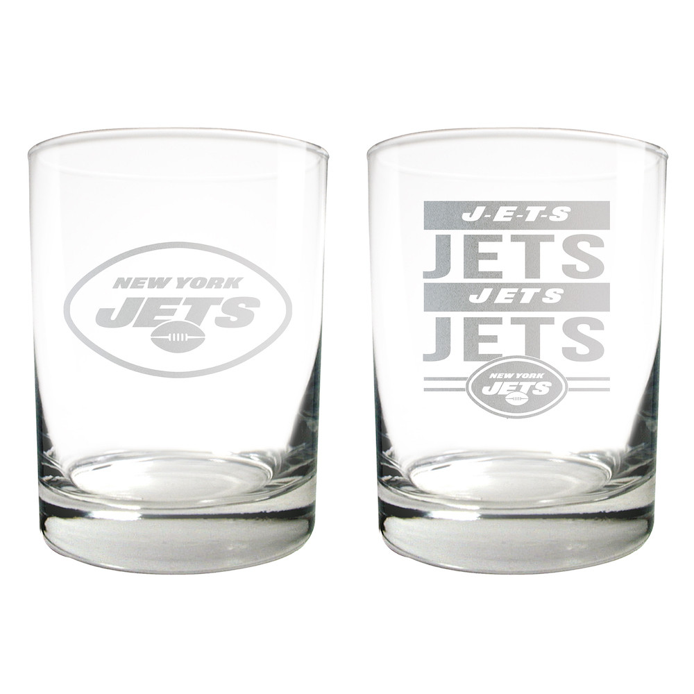 New York Jets 2pc Rocks Glass Set