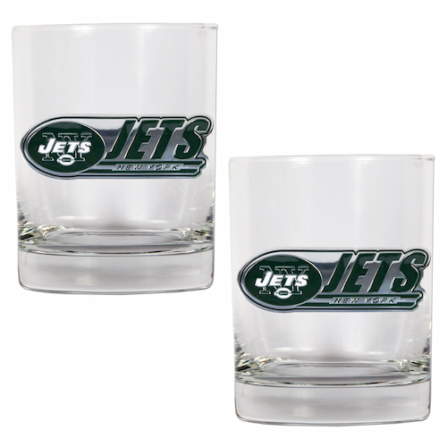 New York Jets NFL Logo 2pc Rocks Glass Set