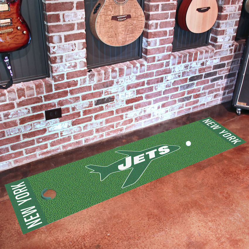 New York Jets Vintage 18 x 72 in Putting Green Mat with Throwback Logo