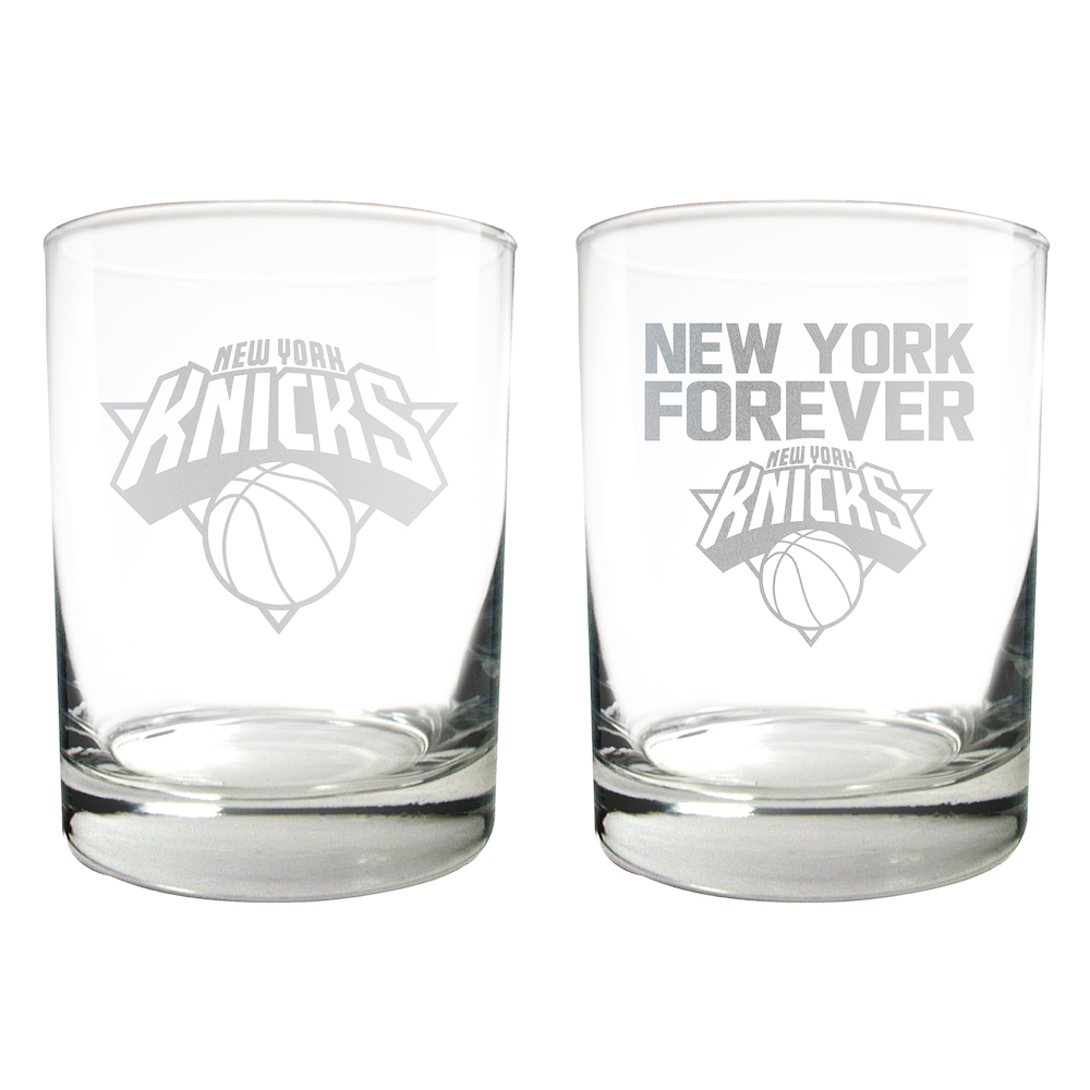 New York Knicks 2pc Rocks Glass Set