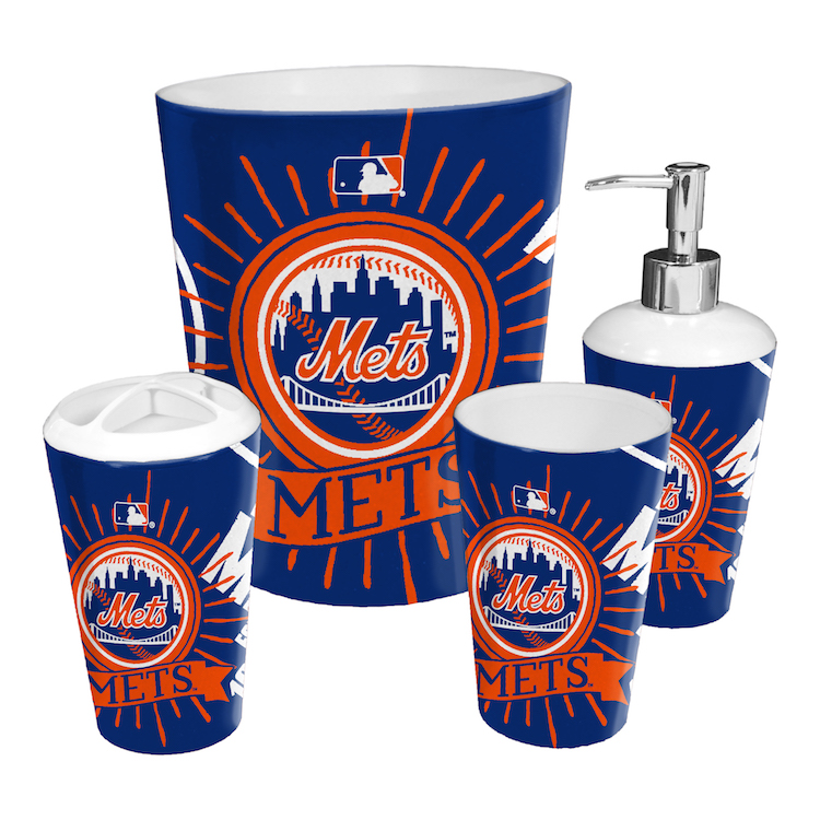 New York Mets 4 Piece Bathroom Accessory Set