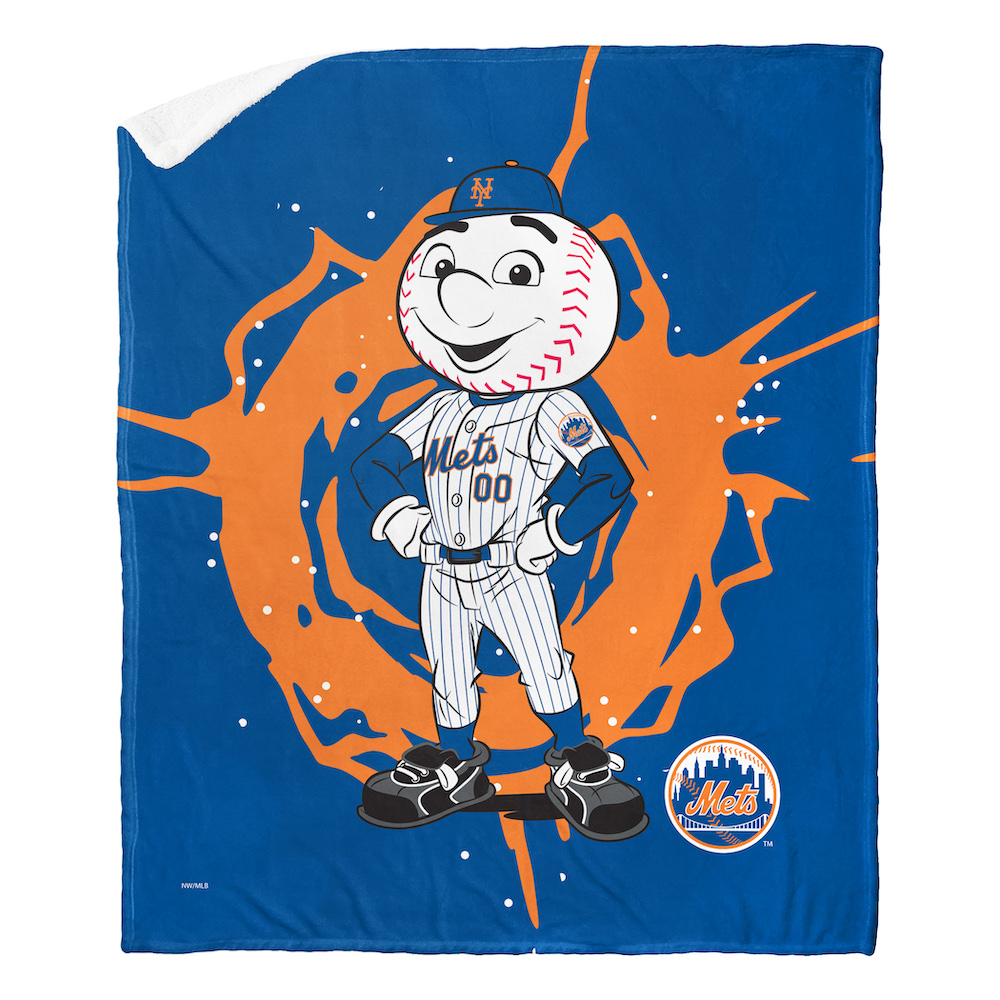 New York Mets MASCOT Silk Sherpa Throw Blanket