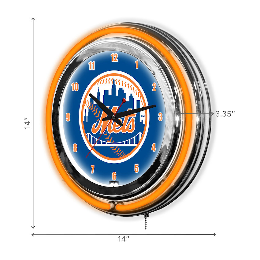 New York Mets Chrome NEON Clock 14 inch