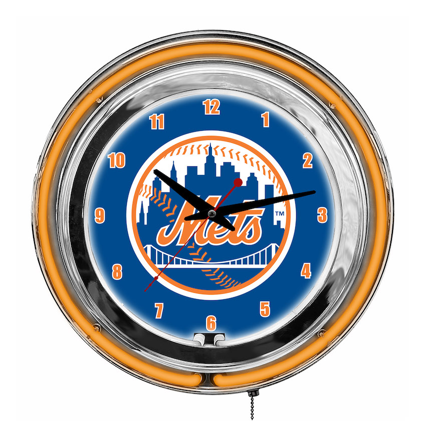 New York Mets Chrome NEON Clock 14 inch