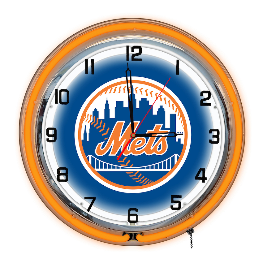 New York Mets Chrome NEON Clock 18 inch