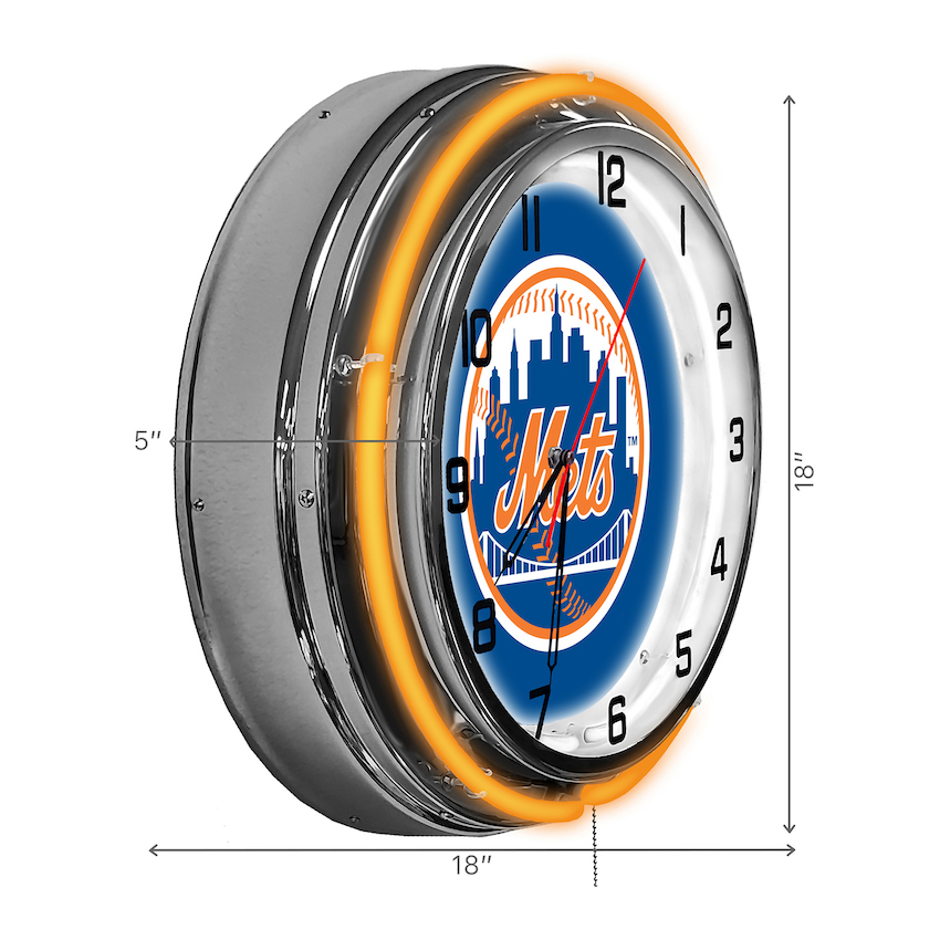 New York Mets Chrome NEON Clock 18 inch