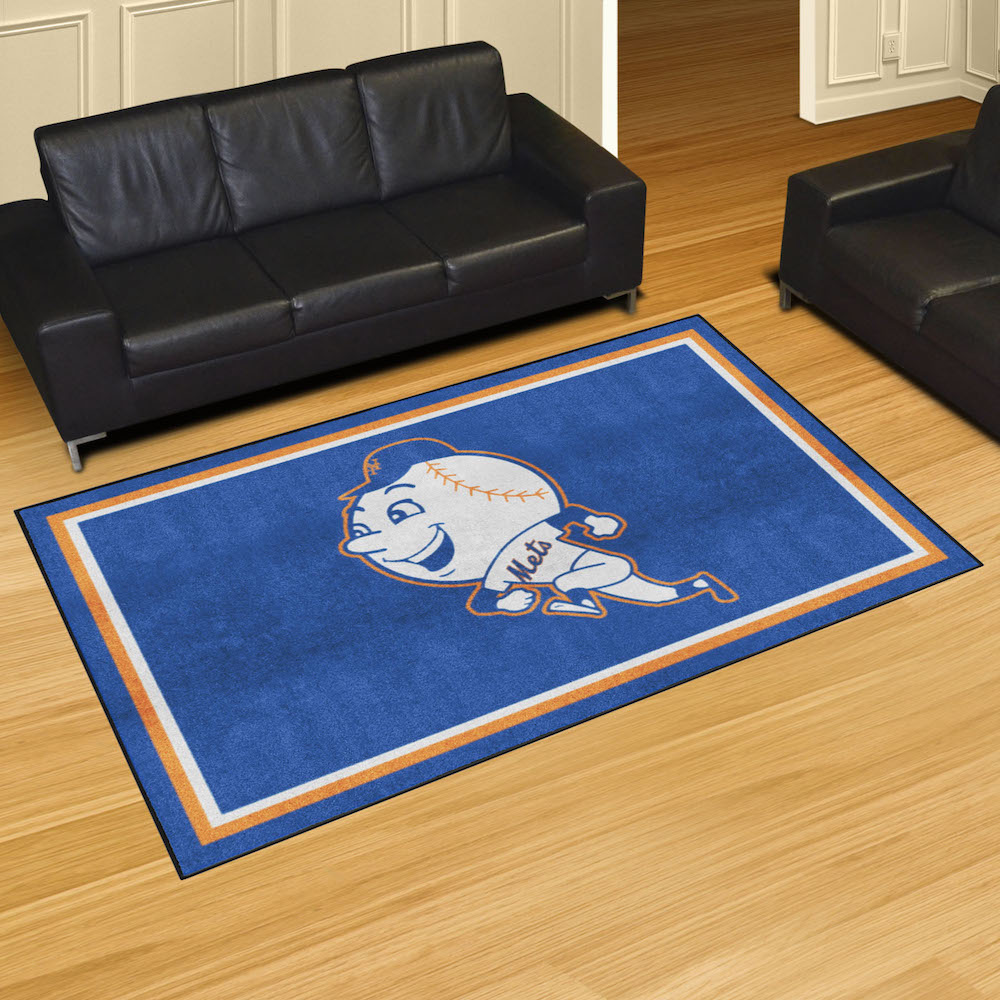 New York Mets MLBCC Vintage 5x8 Area Rug Throwback Logo