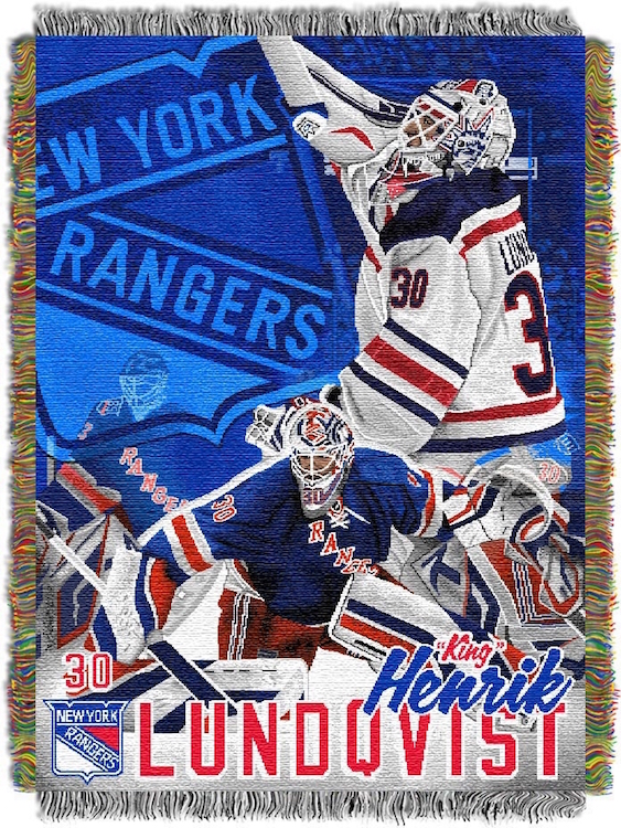 New York Rangers Hendrik Lundqvist Player Tapestry Blanket 48 x 60