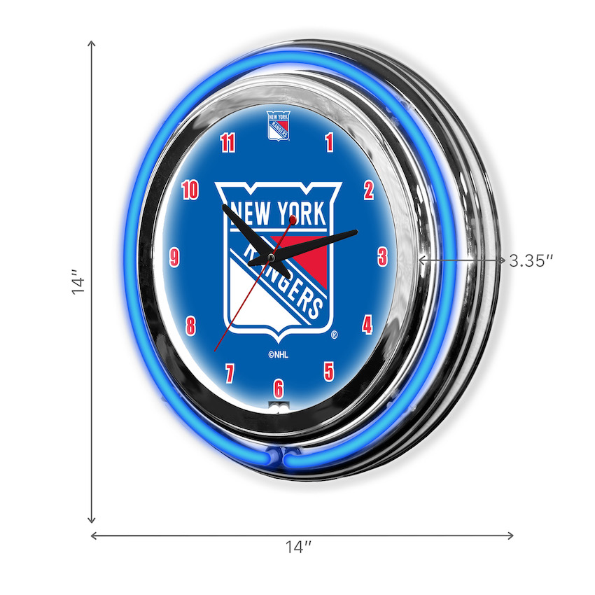 New York Rangers Chrome NEON Clock 14 inch